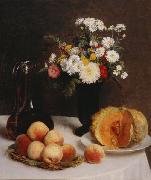 Henri Fantin-Latour Still Life with a Carafe, Flowers and Fruit oil painting